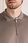 Svevo Men's beige cotton polo - small check pattern. Composition:100% cotton. Closure: zipper. Country of manufacture: Italy. Care: specialized cleaning - photo 5