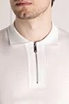 Svevo Men's white cotton polo shirt - 100% cotton. Closure: zipper. Country of manufacture: Italy. Care: specialized cleaning - photo 5