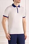 Svevo Men's white cotton polo with contrasting collar - contrast piping and collar. 100% cotton. Closure: zipper. Country of manufacture: Italy. Care: specialized cleaning - photo 3