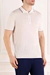 Svevo Men's white cotton polo shirt - contrasting edging. 100% cotton. Closure: zipper. Country of manufacture: Italy. Care: specialized cleaning - photo 3