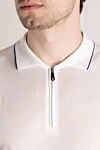 Svevo Men's white cotton polo shirt - contrasting edging. 100% cotton. Closure: zipper. Country of manufacture: Italy. Care: specialized cleaning - photo 5