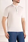 Svevo Men's white cotton polo shirt - collar edging. Composition:100% cotton. Closure: buttons. Country of manufacture: Italy. Care: specialized cleaning - photo 3