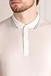 Svevo Men's white cotton polo shirt - collar edging. Composition:100% cotton. Closure: buttons. Country of manufacture: Italy. Care: specialized cleaning - photo 5