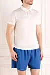 Svevo Men's white cotton polo shirt - 100% cotton. Closure: buttons. Country of manufacture: Italy. Care: specialized cleaning - photo 3