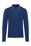 Svevo Polo with long sleeves for men blue from cotton - collar edging. 100% cotton. Closure: buttons. Country of manufacture: Italy. Care: specialized cleaning - photo 1