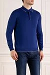 Svevo Polo with long sleeves for men blue from cotton - collar edging. 100% cotton. Closure: buttons. Country of manufacture: Italy. Care: specialized cleaning - photo 3