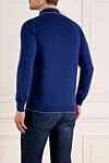 Polo with long sleeves for men blue from cotton Svevo - collar edging. 100% cotton. Closure: buttons. Country of manufacture: Italy. Care: specialized cleaning - photo 4