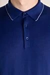 Svevo Polo with long sleeves for men blue from cotton - collar edging. 100% cotton. Closure: buttons. Country of manufacture: Italy. Care: specialized cleaning - photo 5