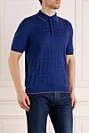 Svevo Men's blue cotton polo shirt - collar edging. 100% cotton. Closure: buttons. Country of manufacture: Italy. Care: specialized cleaning - photo 3