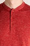 Svevo Men's red polo shirt made of silk and linen - collar edging, melange. stand collar. 65% silk, 35% linen. Closure: buttons. Country of manufacture: Italy. Care: specialized cleaning - photo 5