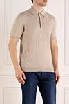 Svevo Men's beige cotton polo shirt - textured pattern. Composition:100% cotton. Closure: buttons. Country of manufacture: Italy. Care: specialized cleaning - photo 3