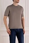 Svevo Men's beige cotton jumper with short sleeves - 100% cotton. Country of manufacture: Italy. Care: specialized cleaning - photo 3