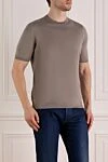 Svevo Men's beige cotton short sleeve jumper - 100% cotton. Country of manufacture: Italy. Care: specialized cleaning - photo 3