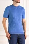 Svevo Men's short sleeve blue cotton jumper - textured pattern. 100% cotton. Country of manufacture: Italy. Care: specialized cleaning - photo 3