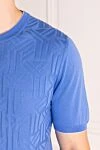 Svevo Men's short sleeve blue cotton jumper - textured pattern. 100% cotton. Country of manufacture: Italy. Care: specialized cleaning - photo 5