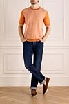 Men's short sleeve jumper, orange, cotton Svevo - geometric pattern. 100% cotton. Country of manufacture: Italy. Care: specialized cleaning - photo 2