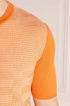 Svevo Men's short sleeve jumper, orange, cotton - geometric pattern. 100% cotton. Country of manufacture: Italy. Care: specialized cleaning - photo 5