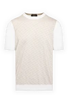 Svevo Men's beige and white cotton short sleeve jumper - geometric pattern. 100% cotton. Country of manufacture: Italy. Care: specialized cleaning - photo 1