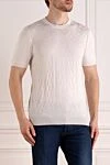 Svevo Men's white cotton jumper with short sleeves - 100% cotton. Country of manufacture: Italy. Care: specialized cleaning - photo 3