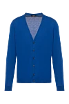 Svevo Men's blue cotton cardigan with V-neck - 100% cotton. Closure: buttons. Country of manufacture: Italy. Care: specialized cleaning - photo 1