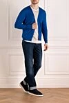 Men's blue cotton cardigan with V-neck Svevo - 100% cotton. Closure: buttons. Country of manufacture: Italy. Care: specialized cleaning - photo 2