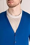 Svevo Men's blue cotton cardigan with V-neck - 100% cotton. Closure: buttons. Country of manufacture: Italy. Care: specialized cleaning - photo 5