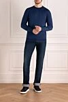 Blue men's jumper made of wool and silk Svevo - 70% wool, 30% silk. Country of manufacture: Italy. Care: specialized cleaning - photo 2