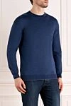 Svevo Blue men's jumper made of wool and silk - 70% wool, 30% silk. Country of manufacture: Italy. Care: specialized cleaning - photo 3