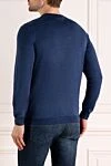 Blue men's jumper made of wool and silk Svevo - 70% wool, 30% silk. Country of manufacture: Italy. Care: specialized cleaning - photo 4