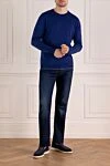 Long sleeve men's blue cotton jumper Svevo - 100% cotton. Country of manufacture: Italy. Care: specialized cleaning - photo 2