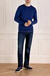 Men's blue cotton long sleeve jumper Svevo - 100% cotton. Country of manufacture: Italy. Care: specialized cleaning - photo 2