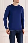 Svevo Long sleeve men's blue cotton jumper - 100% cotton. Country of manufacture: Italy. Care: specialized cleaning - photo 3