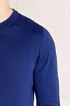 Svevo Men's blue cotton long sleeve jumper - 100% cotton. Country of manufacture: Italy. Care: specialized cleaning - photo 5