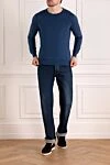 Long sleeve men's blue cashmere and silk jumper Svevo - 80% linen, 20% linen. Country of manufacture: Italy. Care: specialized cleaning - photo 2