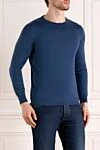 Svevo Long sleeve men's blue cashmere and silk jumper - 80% linen, 20% linen. Country of manufacture: Italy. Care: specialized cleaning - photo 3