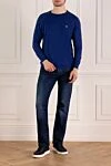 Men's blue cotton long sleeve jumper Svevo - brand logo. 100% cotton. Country of manufacture: Italy. Care: specialized cleaning - photo 2