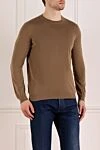 Svevo Long sleeve men's brown cotton jumper - 100% cotton. Country of manufacture: Italy. Care: specialized cleaning - photo 3