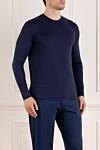 Svevo Long-sleeved blue men's jumper made of linen and elastane - 96% linen, 4% elastane. Country of manufacture: Italy. Care: specialized cleaning - photo 3