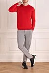 Long sleeve men's red cashmere and silk jumper Svevo - 80% linen, 20% linen. Country of manufacture: Italy. Care: specialized cleaning - photo 2