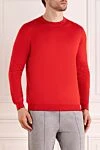 Svevo Long sleeve men's red cashmere and silk jumper - 80% linen, 20% linen. Country of manufacture: Italy. Care: specialized cleaning - photo 3