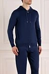 Svevo Men's sports jacket, blue, cotton - hood. 100% cotton. zipper, drawstring. Country of manufacture: Italy. Care: specialized cleaning - photo 3