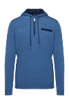 Svevo Men's sports jacket, blue, cotton - hood. Composition:100% cotton. zipper, drawstring. Country of manufacture: Italy. Care: specialized cleaning - photo 1