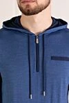 Svevo Men's sports jacket, blue, cotton - hood. Composition:100% cotton. zipper, drawstring. Country of manufacture: Italy. Care: specialized cleaning - photo 5