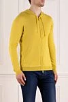 Svevo Men's yellow cotton sports jacket - 100% cotton. hood. zipper, drawstring. Country of manufacture: Italy. Care: specialized cleaning - photo 3