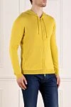 Svevo Men's sports jacket yellow made of cotton - 100% cotton. hood. zipper, drawstring. Country of manufacture: Italy. Care: specialized cleaning - photo 3