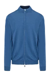 Svevo Men's blue wool and silk cardigan - 70% wool, 30% silk. Closure: zipper. Country of manufacture: Italy. Care: specialized cleaning - photo 1