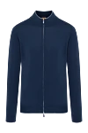 Svevo Men's blue cotton cardigan with a zipper - contrast collar trim. 100% cotton. Closure: zipper. Country of manufacture: Italy. Care: specialized cleaning - photo 1