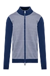 Svevo Men's blue cotton cardigan with pattern - geometric pattern. 100% cotton. Closure: zipper. Country of manufacture: Italy. Care: specialized cleaning - photo 1