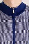 Svevo Men's blue cotton cardigan with pattern - geometric pattern. 100% cotton. Closure: zipper. Country of manufacture: Italy. Care: specialized cleaning - photo 5