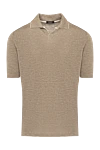 Svevo Men's beige polo shirt made of silk and linen - melange pattern. Composition:65% silk, 35% linen. Country of manufacture: Italy. Care: specialized cleaning - photo 1